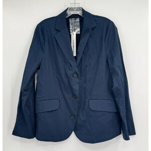 Lis Lareida Womens Blue Cotton Button Maddie Blazer Jacket Sz 40 US 10